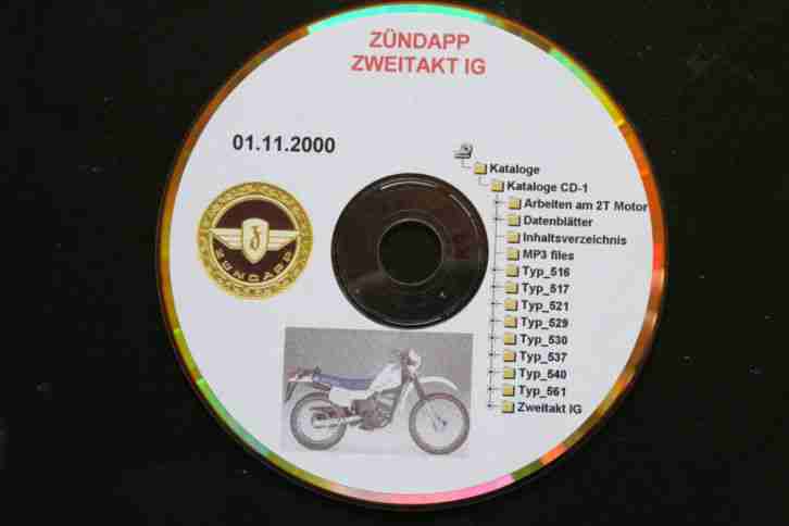 Daten CDs Zündapp Prospekte Reparaturanleitung Ersatzteilkatalog Datenblatt